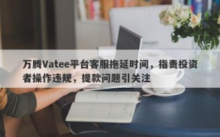 万腾Vatee平台客服拖延时间，指责投资者操作违规，提款问题引关注