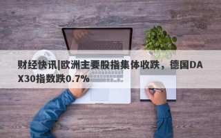 财经快讯|欧洲主要股指集体收跌，德国DAX30指数跌0.7%