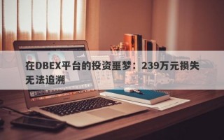 在DBEX平台的投资噩梦：239万元损失无法追溯