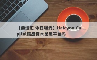 【要懂汇 今日曝光】Halcyon Capital铠盛资本是黑平台吗
