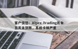 客户愤怒：Alpex Trading出金五天未到账，系统卡顿严重