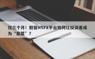 仅三个月！假冒HTFX平台如何让投资者成为“韭菜”？