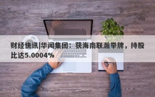 财经快讯|华闻集团：获海南联瀚举牌，持股比达5.0004%