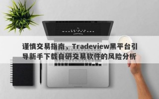 谨慎交易指南，Tradeview黑平台引导新手下载自研交易软件的风险分析