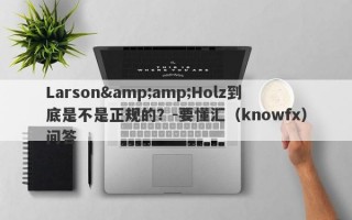 Larson&amp;Holz到底是不是正规的？-要懂汇（knowfx）问答