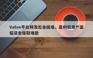 Vatee平台频发出金困难，盈利后用户面临资金提取难题