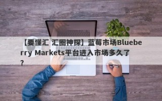 【要懂汇 汇圈神探】蓝莓市场Blueberry Markets平台进入市场多久了？
