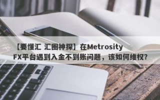 【要懂汇 汇圈神探】在MetrosityFX平台遇到入金不到账问题，该如何维权？
