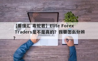 【要懂汇 毒蛇君】Elite Forex Traders是不是真的？我要怎么分辨？
